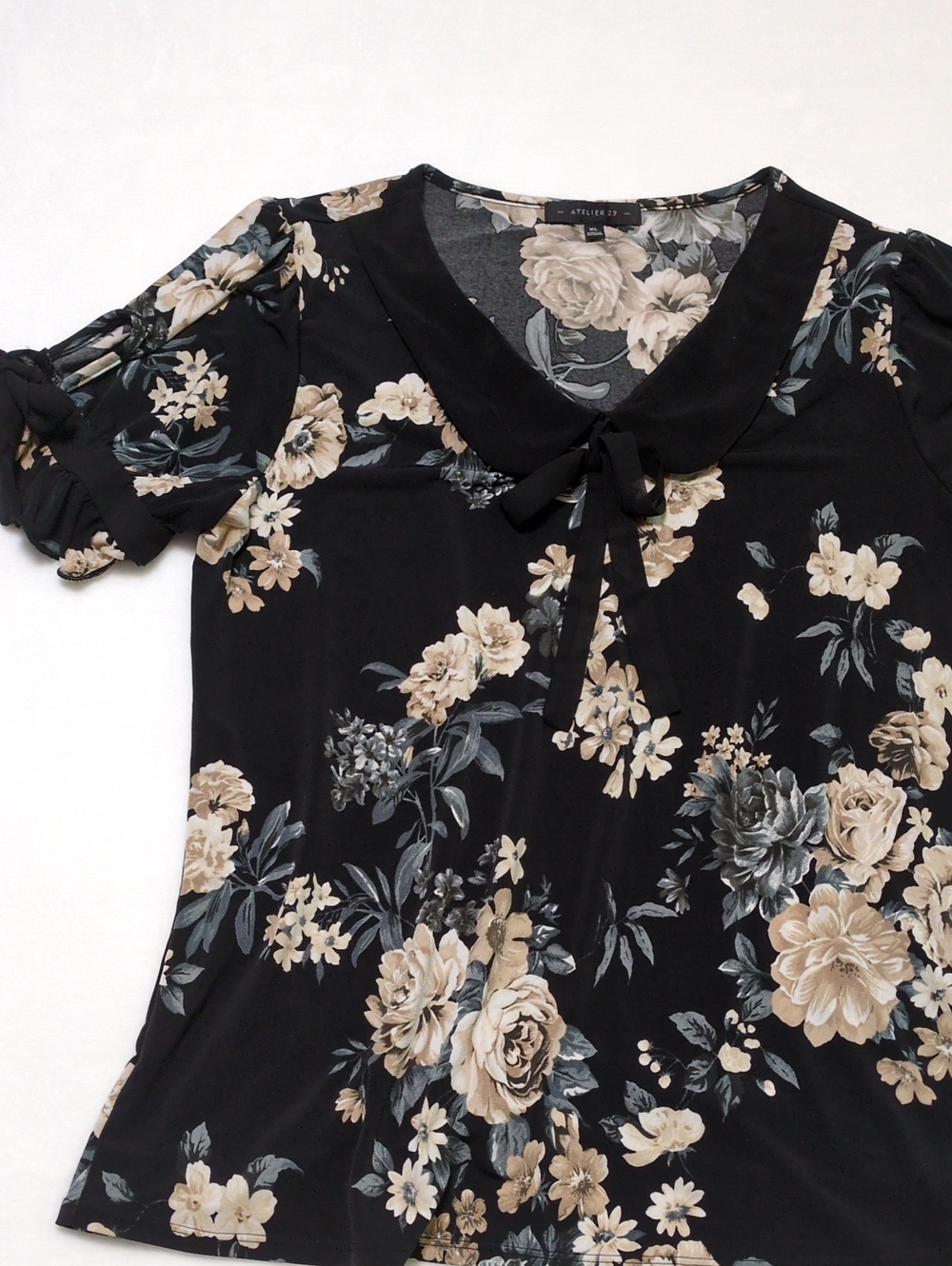 Atelier 29 Floral Peter Pan Collar Blouse Black XL
